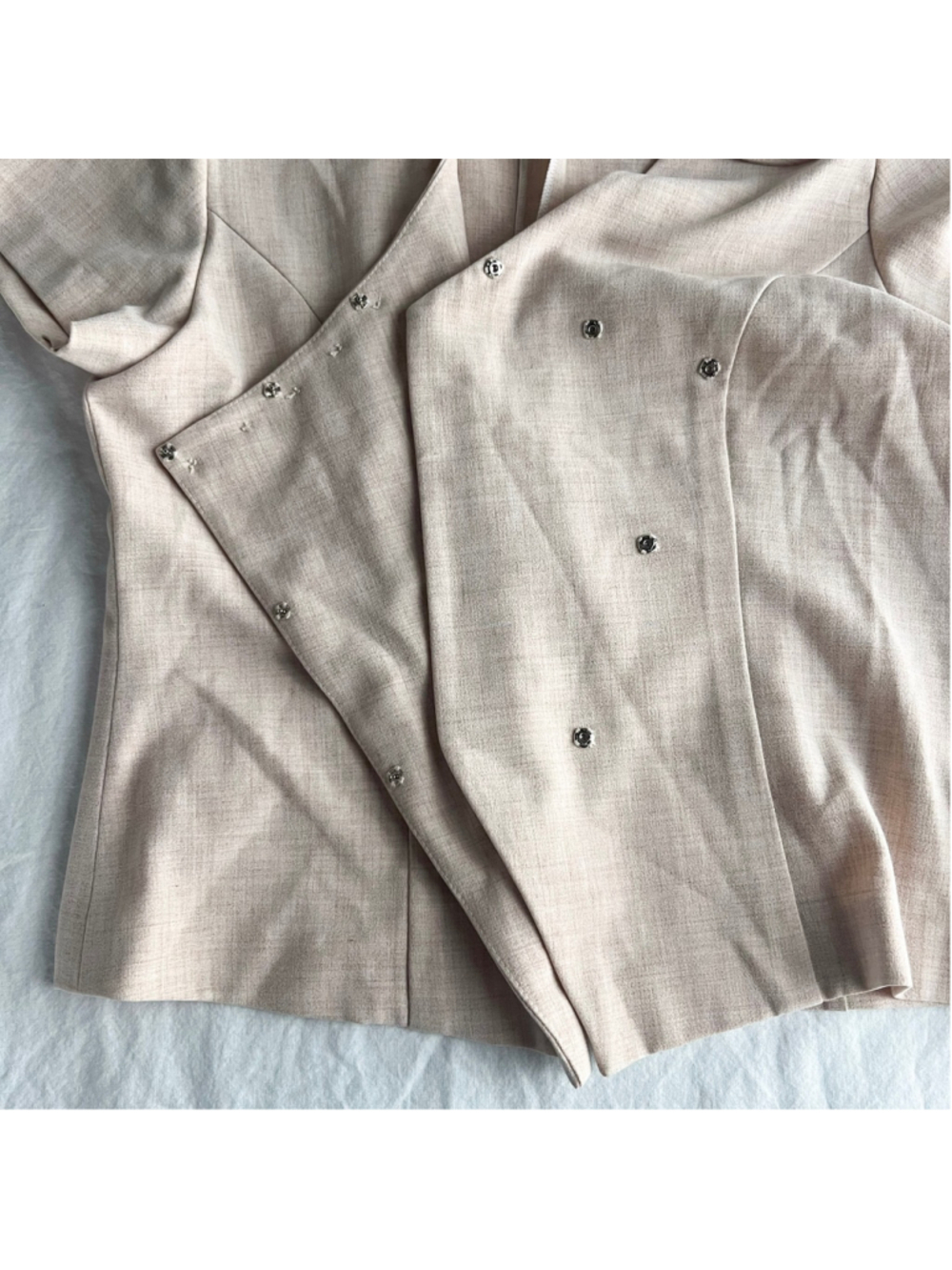 VTG Asymmetrical Button Front Short Sleeve Blouse Pink Small Preppy Academia - Picture 8 of 8